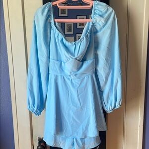 Amazon Light Blue Long Sleeve Romper